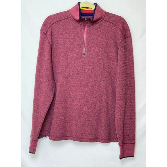 Robert Graham Men's Large Red 1/4 Zip Pullover Long Sleeve Casual Performance - Picture 1 of 8